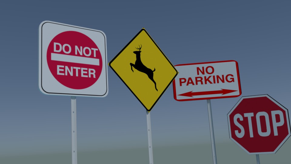 Traffic Signs - UV Unwrapped and UVs provided preview image 1